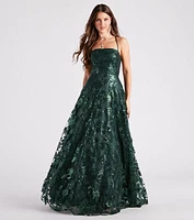 Cameron Sequin Embroidered A-Line Formal Dress