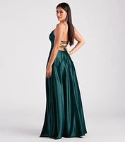 Rylan High Slit A-Line Satin Formal Dress