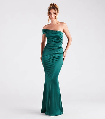 Zoey Formal One-Shoulder Satin Mermaid Dress