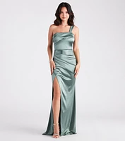 Kathie Formal Satin One-Shoulder Dress