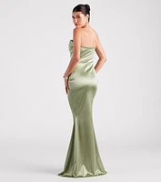 Priscilla Formal Satin Strapless Mermaid Dress