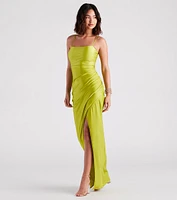 Denise Formal Square Neck Slit Dress