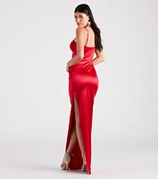 Eliora Formal Satin Corset Slim Dress