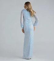 Mona Formal Sequin Long Sleeve Mermaid Dress