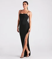 Jacie Formal Crepe Rhinestone Long Dress