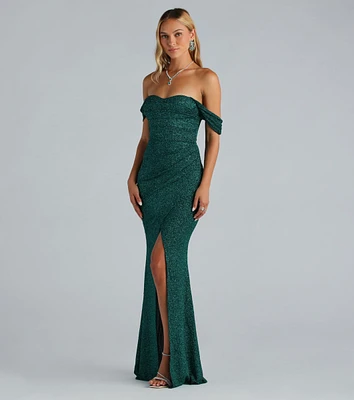 Airlie Formal Glitter Off-The-Shoulder Dress