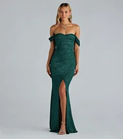 Airlie Formal Glitter Off-The-Shoulder Dress