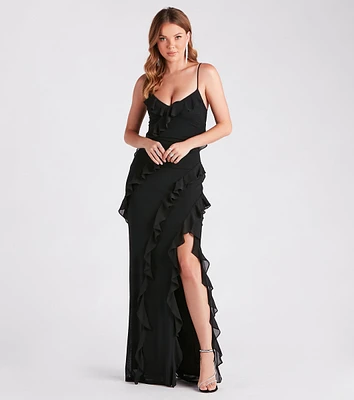 Melrose Formal Mesh Ruffle Mermaid Dress