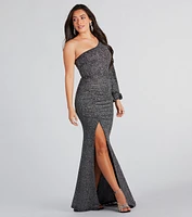 Sierra Formal Glitter Long Sleeve Mermaid Dress