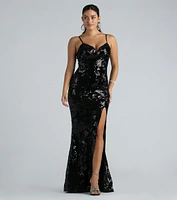 Sandy Formal Velvet Sequin Mermaid Dress