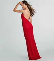 Aileen Formal One-Shoulder Glitter Mermaid Dress