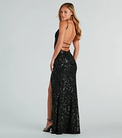 Jacqueline Formal Sequin Strappy Mermaid Dress