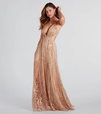 Caitlyn Formal Glitter Sequin Tulle A-Line Dress