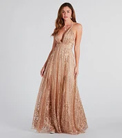 Caitlyn Formal Glitter Sequin Tulle A-Line Dress