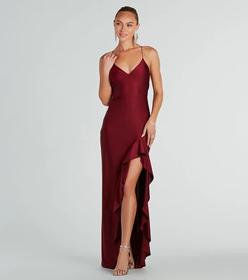 Lainey Ruffled High Slit Long Formal Dress