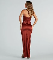 Emmaline Formal Satin Bustier Long Dress
