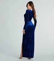 Cora Glitter Velvet Long Sleeve Formal Dress
