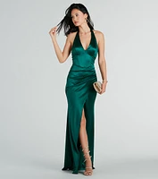 Melissa Formal Satin Halter Mermaid Long Dress