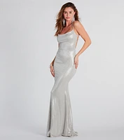 Kate Formal Metallic Open Back Mermaid Dress