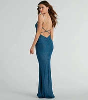 Toni Open Back Mermaid Glitter Formal Dress