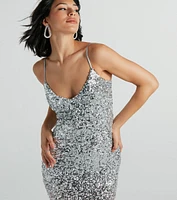 Lizzy V-Neck Sequin Ombre Long Formal Dress