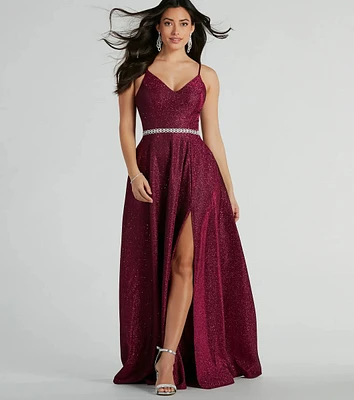 Tanya Formal Glitter A-Line Long Dress