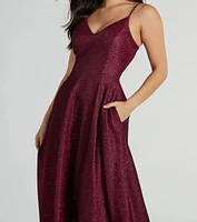 Tanya Formal Glitter A-Line Long Dress