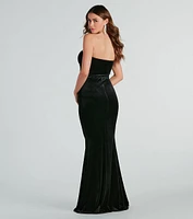 May Formal Velvet Rhinestone Mermaid Long Dress