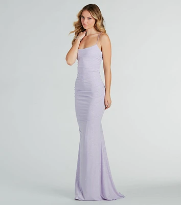 Rowan Formal Glitter Ruched Mermaid Dress