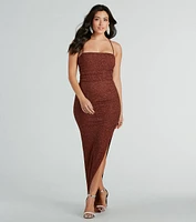 Adrian Formal Glitter Lace-Up Long Dress