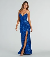 Saige Formal Sequin Lace-Up Mermaid Dress