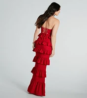 Bridget Formal Glitter Ruffled Long Dress