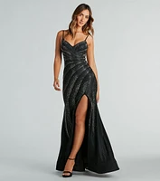 Tessa Formal Rhinestone Mermaid Slit Long Dress