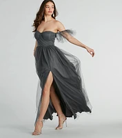 Lennyn Off-The-Shoulder A-Line Tulle Formal Dress