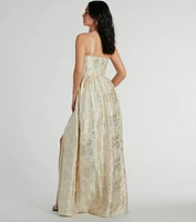 Hailee Corset Floral Jacquard A-Line Formal Dress
