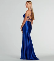Celia Strappy Back A-Line Glitter Formal Dress