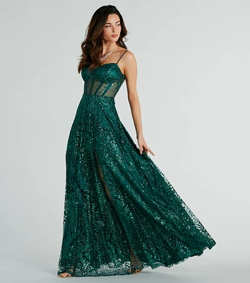 Lauren Sweetheart A-Line Glitter Sequin Dress