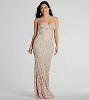 Stefani Strapless Corset Lace Mermaid Formal Dress