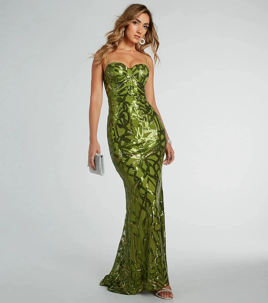 Sielle Bustier Mermaid Sequin Formal Dress