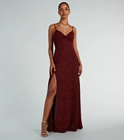 Elizabeth Cutout A-Line Slit Glitter Formal Dress