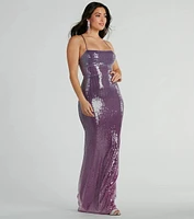 Alaia Lace-Up Mermaid Ombre Sequin Formal Dress
