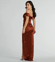 Maeva Formal Satin Off-The-Shoulder Dress