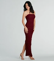 Caterina Formal Strapless Faux Pearl Long Dress