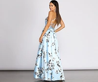 Calissa Lace Up Back Floral Ball Gown