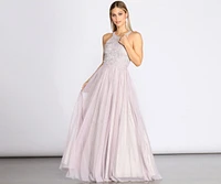 Briella Lace High Neck Tulle Ball Gown