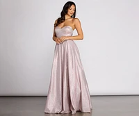 Kylie Strapless Glitter Ball Gown