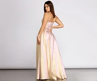 Jamille Metallic Glitter Pleated Ball Gown