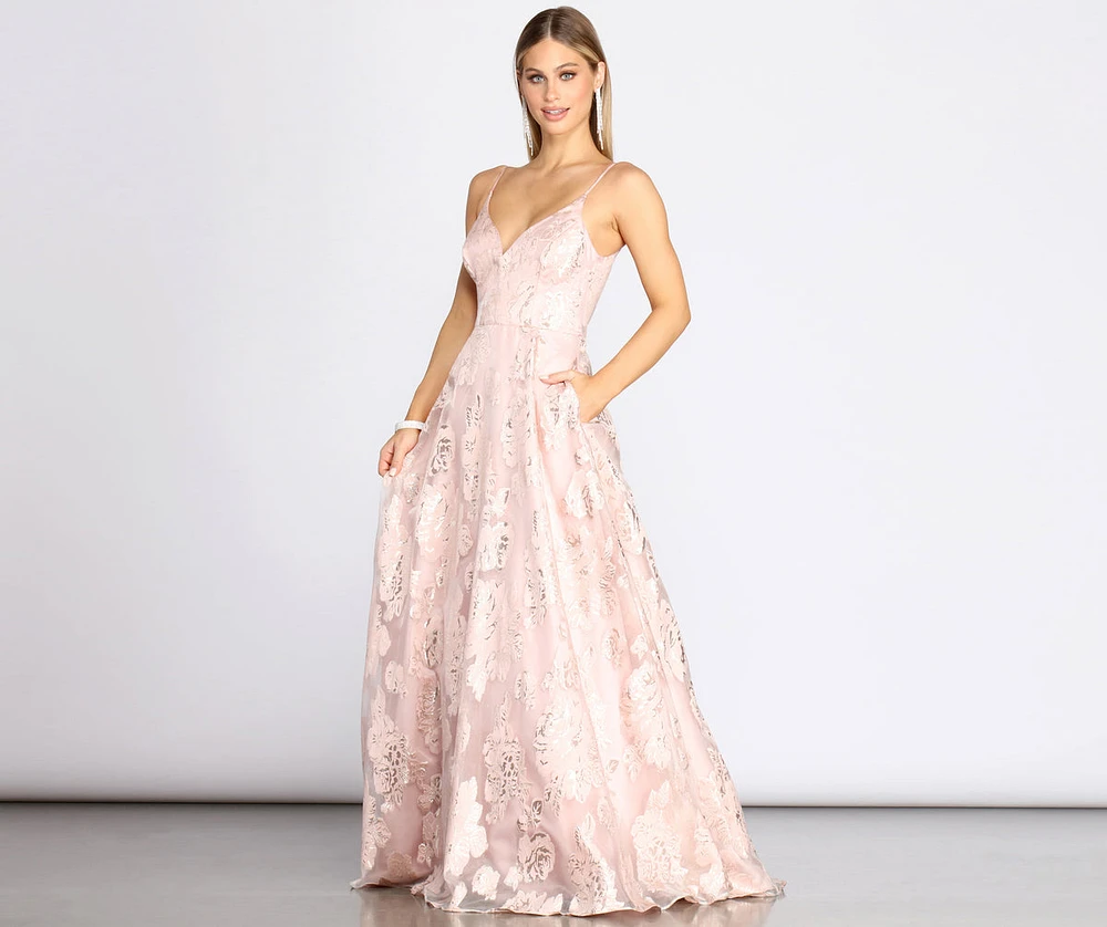 Misha Floral Organza Ball Gown