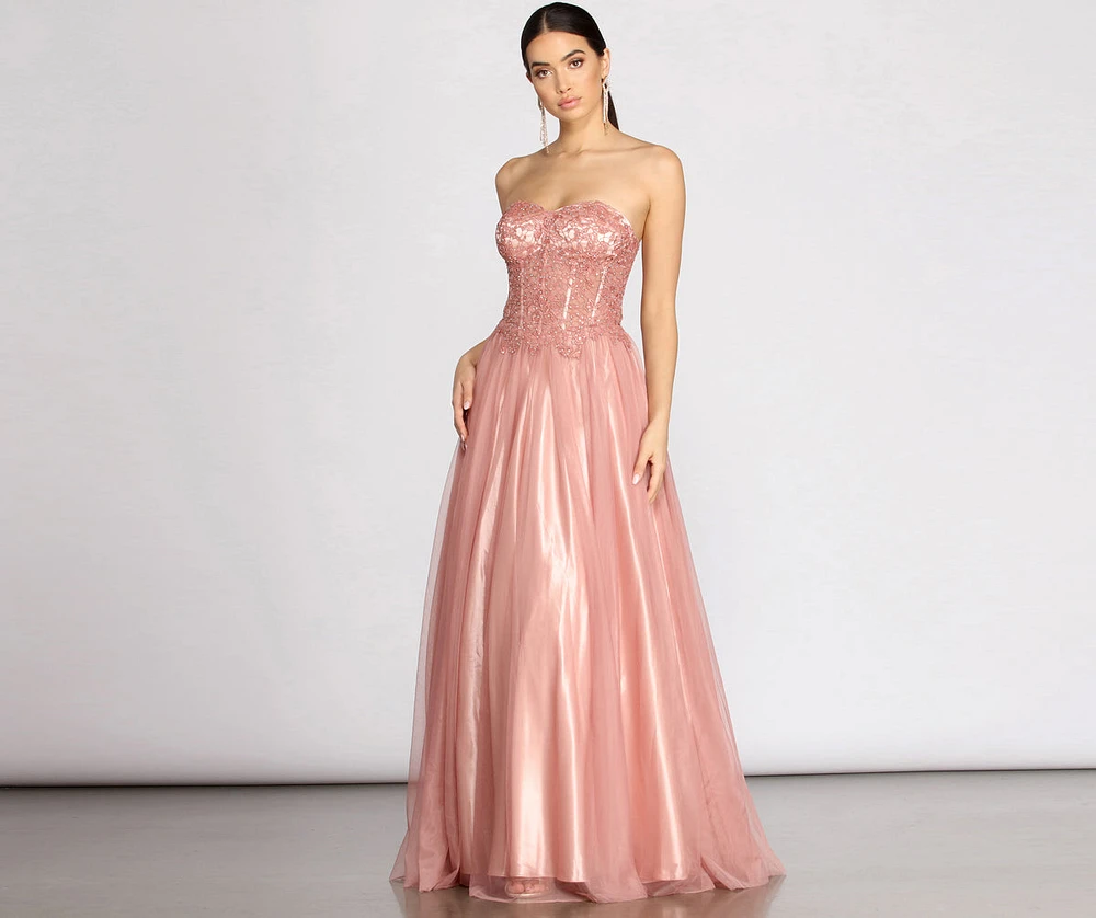 Jaime Floral Mesh Ball Gown