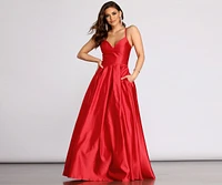 Kendall Satin Lace Up Back Ball Gown
